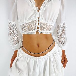White Stone Magnetic Waist Beads - Bohemian Fairycore Earthy Belly Waist Chain